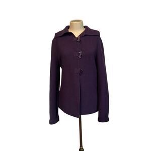 Saint James L’atelier Sweater Womens Size 10/42 Purple Toggle Knit Wool France